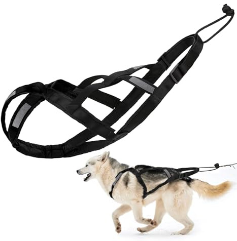 YPDOPORA Zuggeschirr Für Hunde, X-Back-Mushing-Geschirr Für Hundeschlittenübungen, Zuggeschirr Für Haustiere Mit Gewichten Für Große Hunde, Husky, Skijöring, Scootering,Schwarz,2XL