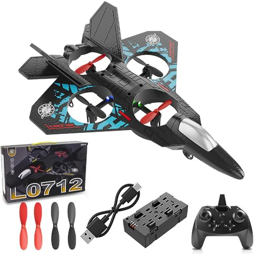 SKIKHN RC Flugzeug, 2,4 GHz RC Flugzeug für Kinder mit Licht, Vertikal Startendes Schaumflugzeug, 360°-Flip, 6 Achsen Gyro Stabilisator RCFlugzeug Anfänger für Kinder Erwachsene