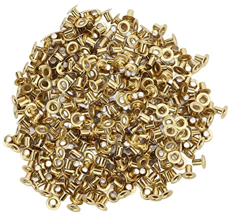 Baxnore 500pcs Rivets creux, 65 attaches de cuivre avec surface polie lisse, installation facile pour les vêtements de réparation en cuir Sacs de chapeaux (2,3x4x5 mm)