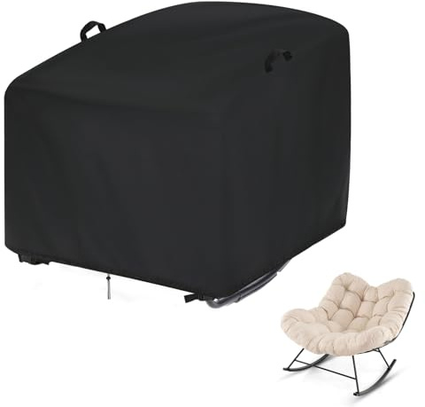 Zuppypaw Garden Rocking Chair Cover Waterproof, 113 x 98 x 90 cm | 420D Heavy Duty, Bottom Drawstring, 2 Bottom Buckles, 2 Handles, Windproof