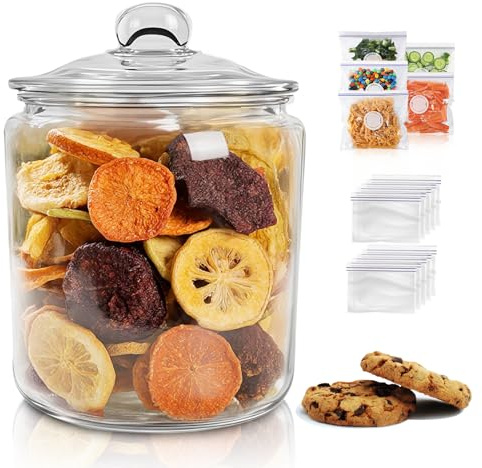 OZD 3.9L Large Glass Jar With Lid | Airtight Food Storage Containers | BPA-Free & Easy-Clean | Ideal for Tea, Coffee, Sugar, Biscuits, Pasta, Dry Goods | 1 Pack + 15 Reusable Food Bags