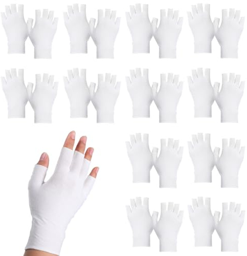 12 Pairs White Fingerless Moisturizer Gloves, White Cotton Gloves, Pure Cotton Moisturizing Glove for Dry Hands, Women Sleeping, Fingerless Touchscreen Design