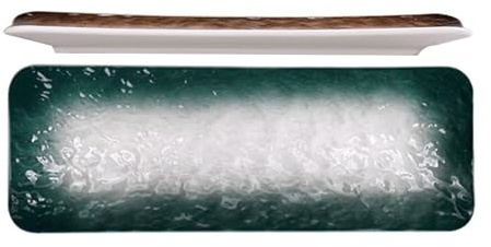 DOITOOL Piatti Da Sushi in Ceramica 10 Pollici, Vassoio Per Servire Alimenti, Piatto Da Portata Pratico Verde Scuro e Marrone, Per Cena Giapponese e Ristoranti, Set Da 2 Pezzi