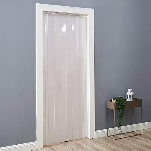 Plastic Foldable Sliding Door, Internal Folding Door Panel with Handle, Space Saving Room Divider (White, Thickness 12mm)
