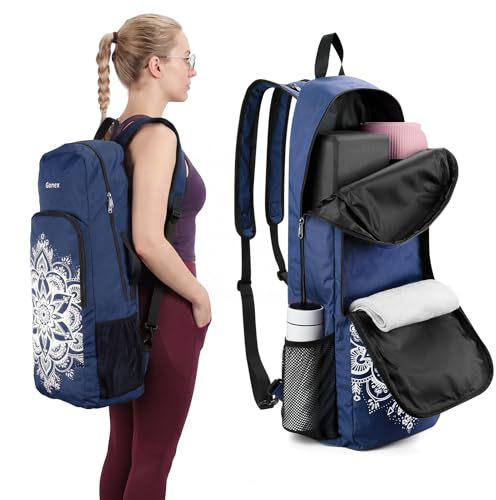 Gonex Yoga Tasche Damen, Konvertierbarer Yogatasche Rucksack mit Nassfach | 600D Polyester, Fits Most Yoga Mats, Multiple Compartment, Padded Straps, 2 Carry Ways, Gym, Travel & Daily Use