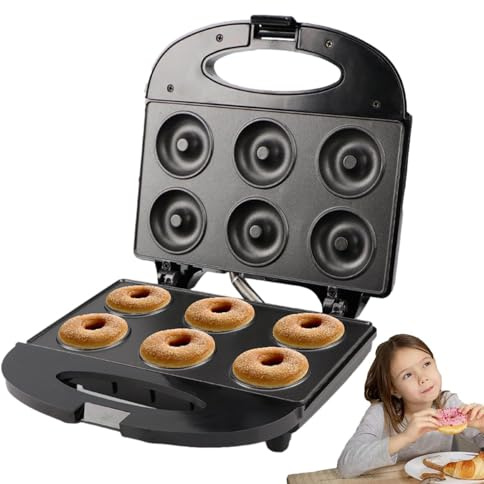 Mwqpgyh Máquina Donutera | Electrodoméstico Antiadherente de 6 Huecos - Mini Crepera 750W | para Postres Desayunos Meriendas Tortitas en Casa Familia
