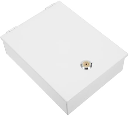 NUOBESTY Coffre-fort Métallique Blanc 210x160x60 Mm, Boîte de Verrouillage Sécurisée à Clé, Armoire à Panneaux de Sécurité Murale, Boîtier de Protection pour Équipement D'alarme Industriel