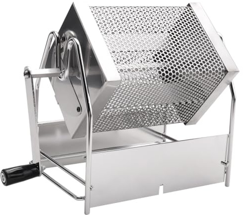 Fpreeza Torréfacteur à café manuel en acier inoxydable de type tambour pour grains de céréales, haricots, cacahuètes, noix