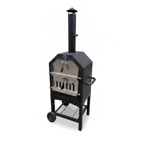 KESOTO Outdoor Barbecue Grill Grill Briquettes Grill With Upright Flue Metal Body With Wheel Handle and Lower Rack suitable for backyard cooking patio gatherings garden celebrations