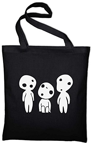 STYLETEX23 Kodama Baumgeist Geist Fan Jutebeutel Baumwolltasche, schwarz