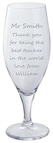 Dartington - Vaso de Cerveza Personalizable (Nombre), Diseño con Texto en Inglés Thank You for Being The Best Teacher in The World