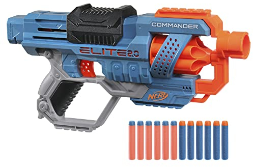 Nerf Elite 2.0 Commander RD-6 Blaster Toy for 8+ Year Old Kids, Dart Launcher with 12 Nerf Elite Foam Darts and a 6-Dart Rotating Drum