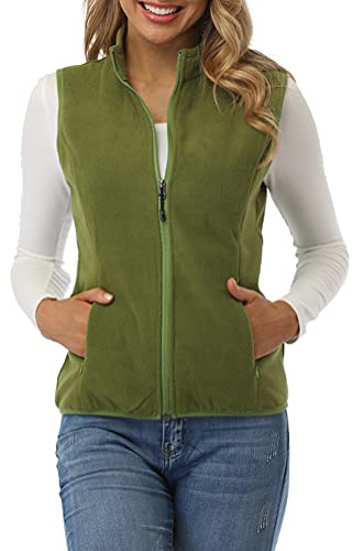 fuinloth Fleece Weste für Damen, Leicht Ärmellose Standkragen mit Reißverschlusstaschen