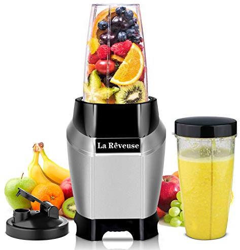 La Rêveuse Frullatore Smoothie Frullatore Elettrico con 2 Bottiglie Portatili 600ml /700ml,Senza BPA,600 Watt,Silver