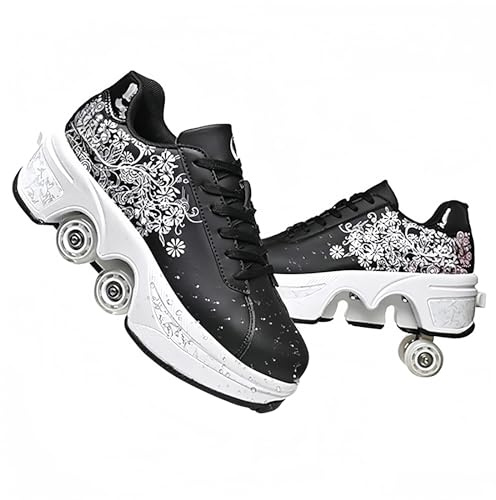 Rollschuhe für Mädchen, Sneaker, Roller, Skateboardschuhe, Sneaker, mit Rollen, Sport, Gymnastik, Mode, Mehrzweck, Kick Roller Shoe für Jungen und Mädchen