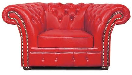 Chesterfield fåtölj Winfield Basic läder | vit | 2 till 4 veckors leveranstid (röd, 1-sitsig)