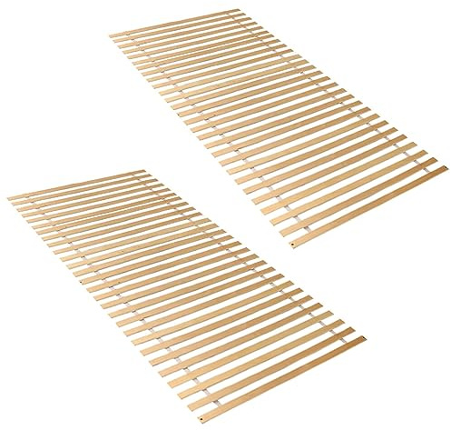 Herrselsam Rullgaller premium ribbotten, 90 x 200 cm, ribbotten, för din säng 28 träribbor, sänggaller, färdigmonterad, sänggaller, träribbor, rost lämplig för alla madrasser (2 stycken)