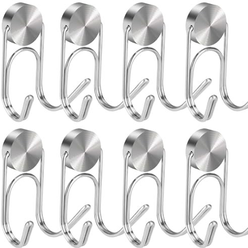 Buelkmag Ganci magnetici, robusti ganci in acciaio inox 304, ganci magnetici per frigorifero, barbecue, cassetta degli attrezzi, cabine all'aperto, essenziali da crociera, 8 pezzi (argento, 2,8 cm -