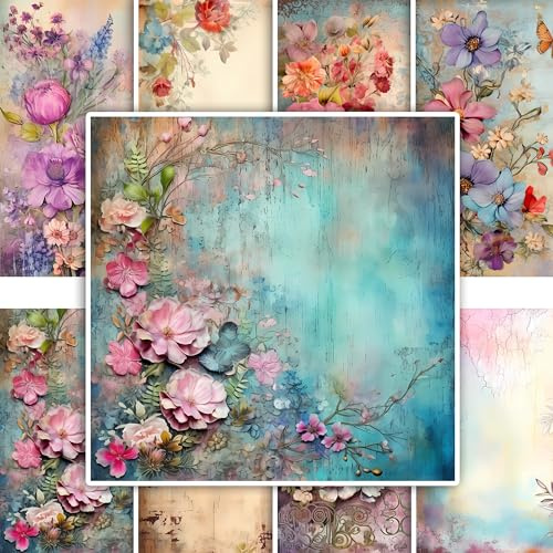 GRAZDesign Adesivi per piastrelle, bagno e cucina, fiori vintage, lilla, autoadesivi, 20 x 20 cm, 8 pezzi