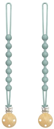 Yoolhamy Chupetero Silicona, 2 Paquetes Chupeteros Cadena Chupete Bebe para Niños y Niñas, Suaves y Flexibles Clips para Sujetar Chupete (2pcs Green)