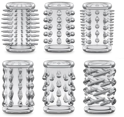 6er Penismanschetten,Penis Sleeve Transparente Wiederverwendbare Penishülle für Penisvergrößerung,Penis Sleeve,Sexspielzeug für Männer,Penis Sleeve Erbessern Ausdauer &Sensibilität