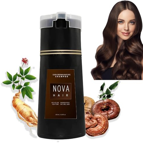 Shampooing colorant pour cheveux brun foncé pour cheveux gris, shampooing colorant pour femmes et hommes, kit de teinture naturelle, shampooing colorant végétalien