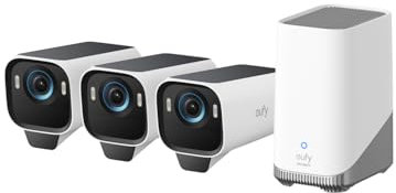 eufyCam S3 Pro 3-Cam Kit, Solar Camera Outdoor Wireless, Colour Night Vision, 4K Security Camera with Solar Panel, Forever Power 2.0, Face Recognition AI, Expandable Local Storage, No Monthly Fee