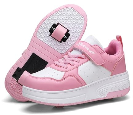 Scarpe da Skateboard a Due Ruote per Ragazze e Ragazzi, Scarpe da Ginnastica con Ruote Retrattili, Scarpe Pattini per Bambini, Perfette per Feste, Compleanni, Pasqua, Natale