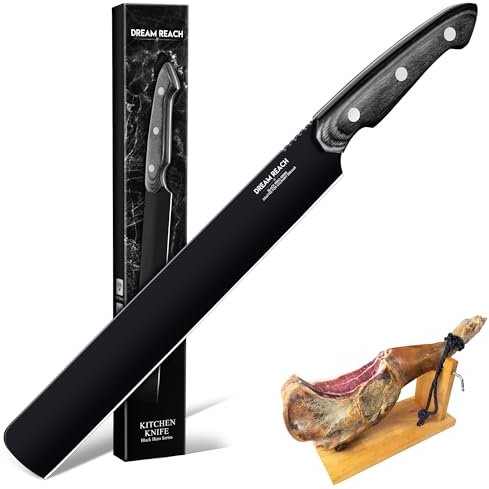 Dream Reach Brisket Carving Knife - Professional Ham Slicing Knife with Full Tang Handle for Kitchen BBQ Birthday Mother Father Gift Idea