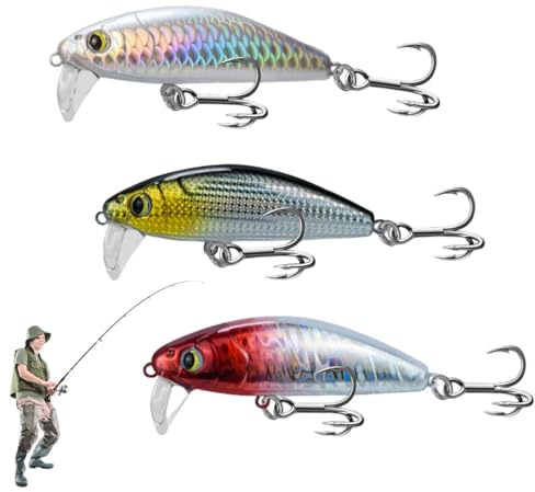 LACHT 3 Esche da Pesca Realistiche a Nuoto Lento, Luccio e Trota, Kit di Swimbait Realistiche per Acqua Dolce o Salata, Regalo per Pesca in Famiglia