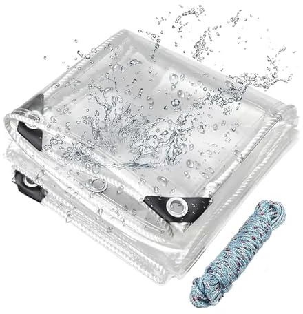 Bâche transparente imperméable et résistante de 2 m x 3 m - 14 mm d'épaisseur avec œillets et attache de câble - Bâche transparente pour terrasse, pavillon, poulailler, pergola de jardin, serre