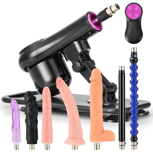 SENSUA Máquina Sexual Automática con 5 Consoladores y 2 Varillas de Extensión, Ofreciendo 18 Modos, Ajustable en 90° para Mujeres, Hombres y Parejas