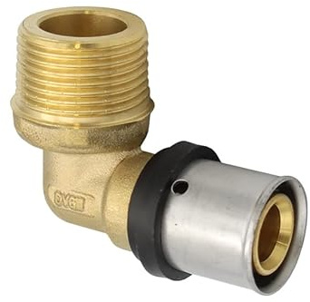 Pipetec Pressfitting Winkel Übergang 20x2 mm 3/4 Zoll Aussengewinde TH Kontur Verbundrohr, DVGW, TH-Profil