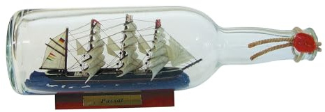 Sea-Club Flaschenschiff - Passat Buddelschiff Glas/Holz/Messing B=29cm Ø=8cm