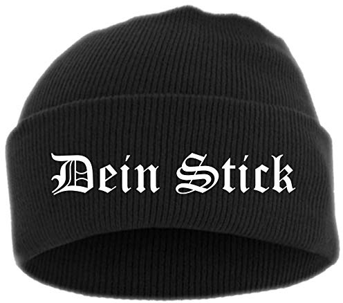 HB_Druck Umschlagmütze mit Wunschtext - Altdeutsch - Bestickt - Mütze Strickmütze
