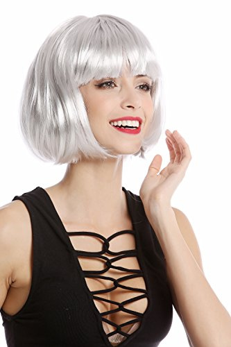 WIG ME UP - PW0114-PC309 Sexy Party Perücke Bob Disco Kurz & Frech Go-Go Party Burlesque Cosplay Grau Silbergrau Hellgrau