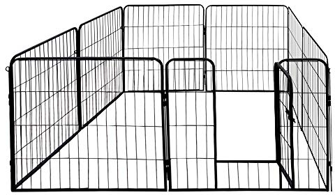 Petigi Welpenauslauf, Freilaufgehege aus pulverbeschichtetem Stahl, zusammenklappbar, Maschenweite 47 mm, inklusive Befestigung zur Verwendung im Garten, Größe (B x H):80 x 60 cm (8X)