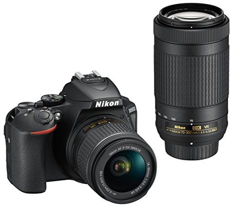 Nikon D5600 Fotocamera Reflex Digitale con Obbietivi AF-P DX NIKKOR 18-55mm f/3.5-5.6G VR e AF-P DX NIKKOR 70-300mm, 24.2 MP, LCD da 3, SD da 8 GB 300x, Nero [Nital Card: 4 Anni di Garanzia]