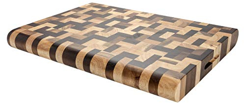Rockingham Forge Extra Thick Multi Wood Chopping Board 40x30x3.8cm – End Grain Cutting Board for Kitchen, Cooking & Serving Cheese, Bread & Charcuterie – Durable Acacia & Rubberwood Chopping Block