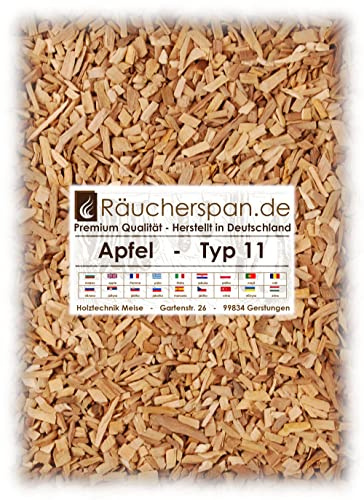 Räucherspäne Apfelholz Typ 11, grobe Späne Spangröße 4-6mm aromatischer Rauch zur Verwendung im Räucherschrank, auf dem Grill, in der Smokerbox und beim Barbecue (2.00.)