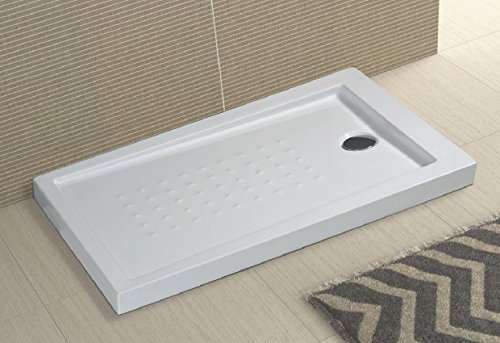 Piatto doccia in acrilico bianco ultraflat h.5cm completo di piletta scarico MILO (80x120 cm)