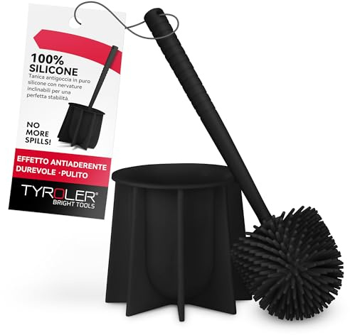 Tyroler Set de Escobilla de Baño de Silicona Antibacteriana para Limpiar la Taza del Inodoro (Negro)