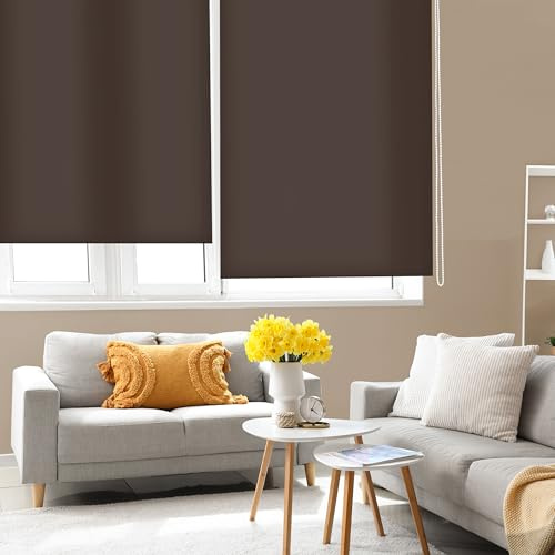 Blindecor Ara | Tenda a rullo traslucida tinta unita - Marrone scuro, 140 x 250 cm (Larghezza x Altezza) | Dimensioni del tessuto 137 x 245 cm | Tenda per interne