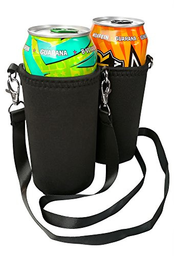 BeerHolder Eff Em Concept - Juego de 2 soportes para latas para el cuello, soporte para latas con correa para el cuello, soporte para vasos y botellas (2 unidades de 0,5 l)