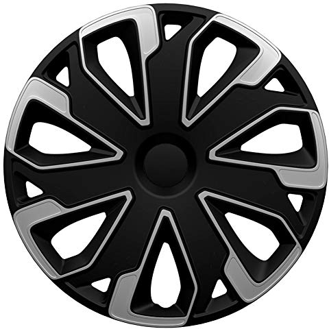 AutoStyle 15'' pouces Enjoliveurs Jeu noir/argenté PP 5475SB Cap De Roue Enjoliveur Auto
