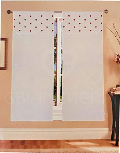 GBiancheria Coppia Tende Cuore Piccolo 60X150 60X240 per FINESTRE E PORTEFINESTRE PRONTE da Appendere (60x150, Rosso)
