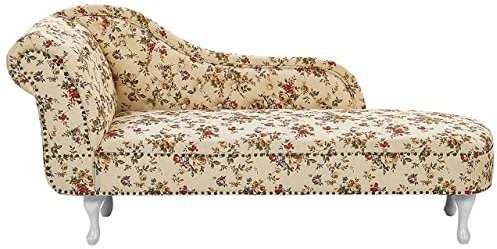 Beliani Retro Chaiselongue linksseitig Blumenmotiv bunt beige Nimes