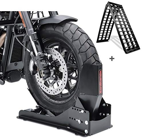 Set Motorradwippe Constands Easy Vario Fix + Auffahrrampe Alu V schwarz SW14