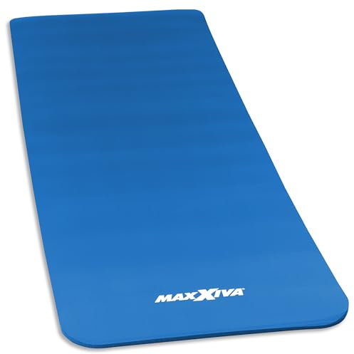 MAXXIVA Gymnastikmatte Fitnessmatte Yogamatte Schadstofffrei inklusive Tragegurt (190x60 cm, Blau)