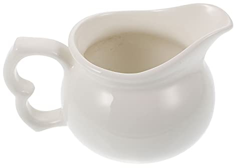 Lattiera in Ceramica Bianca, Bricchetto Latte Rotondo | 1 Pezzo, Capacità Moderata, Facile da Pulire, per Latte e Salse, Stile Semplice ed Elegante